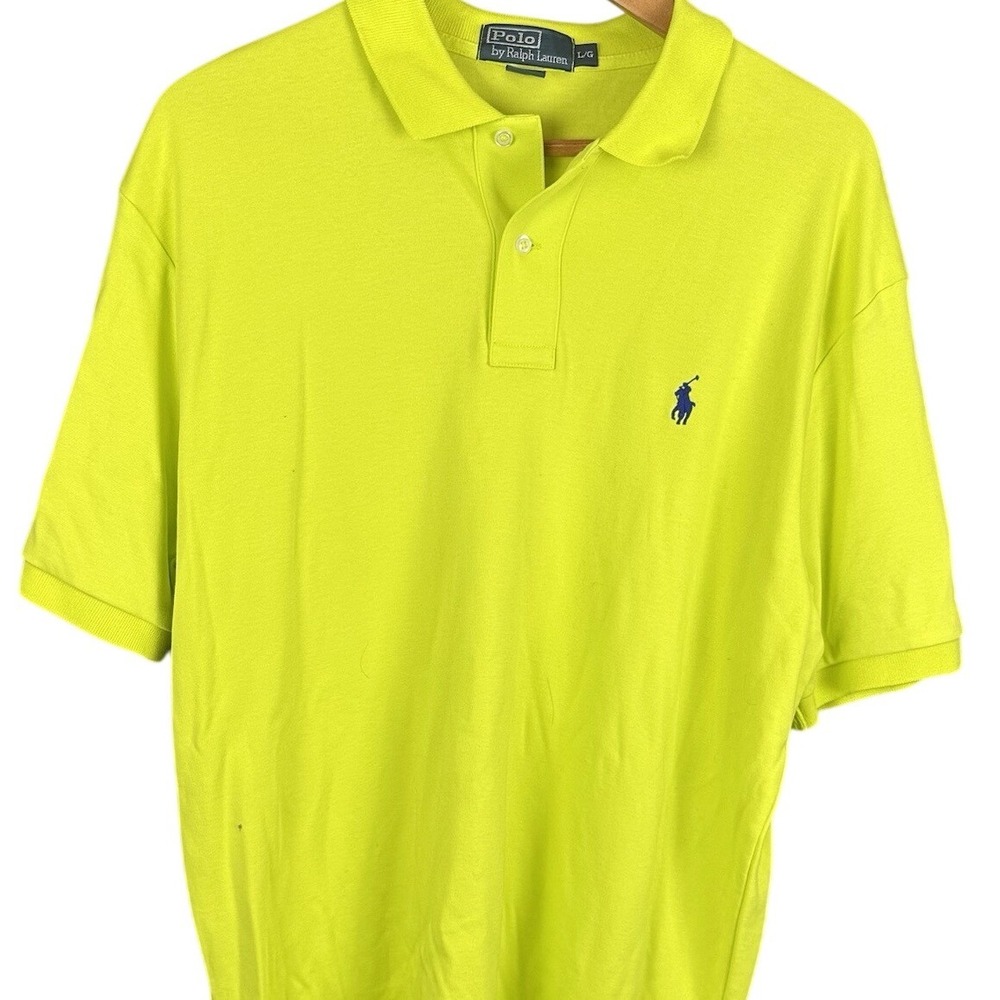 Polo Ralph Lauren Mens Neon Yellow Lime Green Short Sleeve Polo Shirt Large L/G